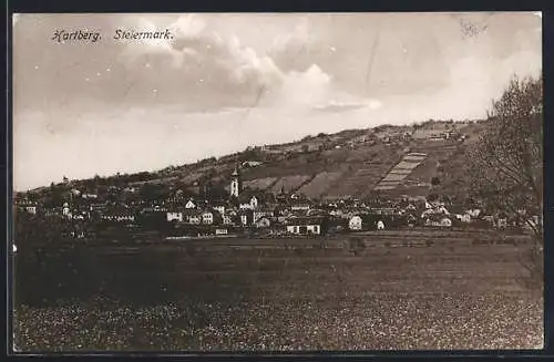 AK Hartberg /Steiermark, Ortsansicht von einem Feld aus