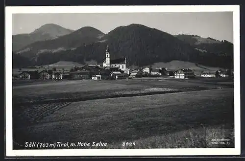 AK Söll /Tirol, Ortsansicht mit Hohe Salve