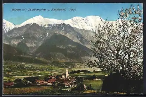 AK Aldrans /Tirol, Ortsansicht mit Speckkarspitze und Bettelwurf