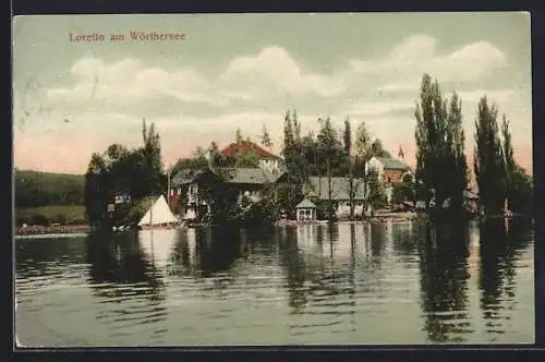 AK Loretto am Wörthersee, Ortsansicht vom Wasser aus