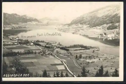 AK Bodensdorf /Ossiacher See, Ortsansicht mit Umgebung aus der Vogelschau