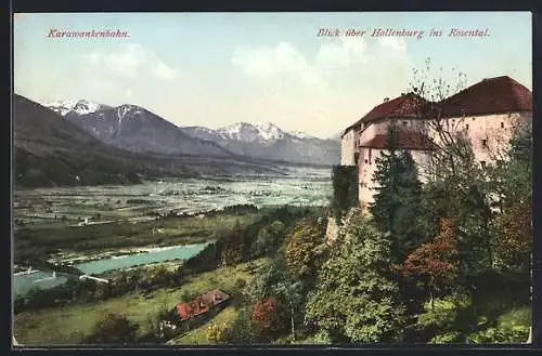 AK Hollenburg /Karawankenbahn, Blick über Hollenburg ins Rosental