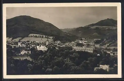 AK Waidhofen a. d. Ybbs, Ortsansicht mit Bergpanorama aus der Vogelschau