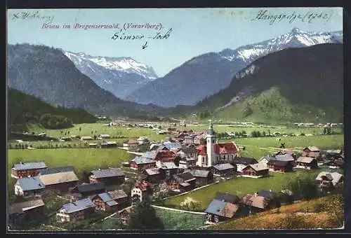 AK Bezau i. Bregenzerwald, Blick aus der Vogelschau auf den Ort