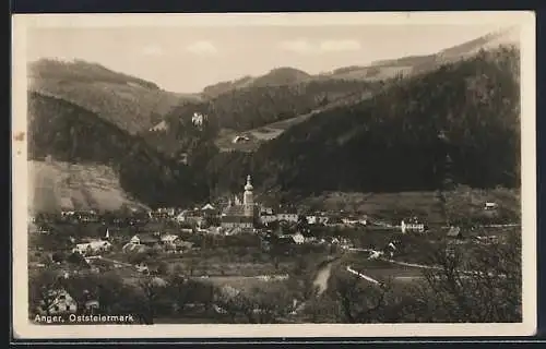 AK Anger /Oststeiermark, Gesamtansicht aus der Vogelschau