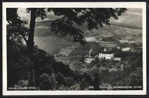 AK Bad Schwanberg, Schloss Schwanberg mit Umgebung aus der Vogelschau