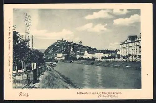 AK Graz, Schlossberg von der Radetzky-Brücke