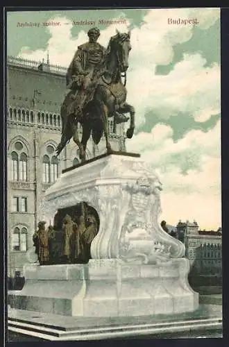 AK Budapest, Blick auf das Andrássy-Monument