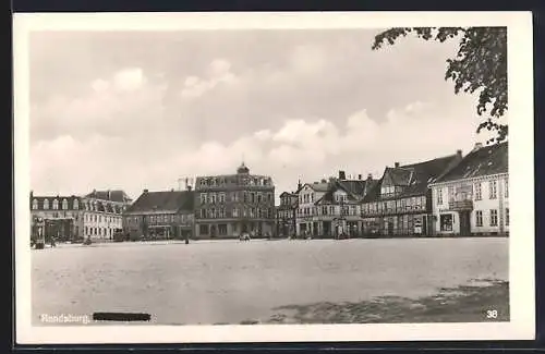 AK Rendsburg, Marktplaatz mit Geschäften