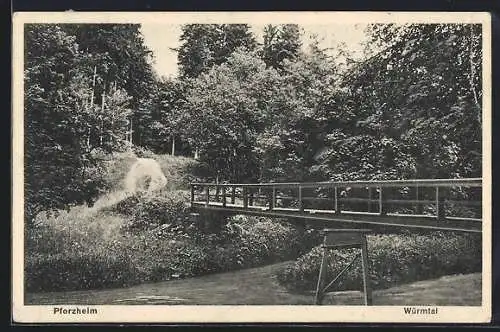 AK Pforzheim, Würmtal-Partie mit Brücke