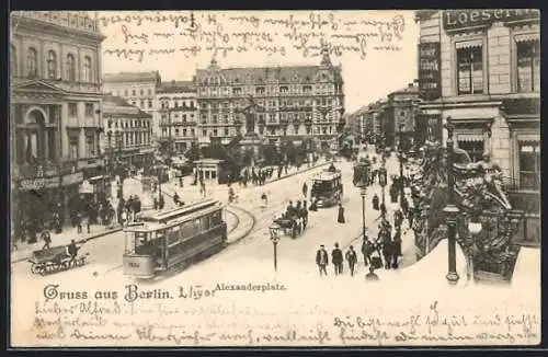 AK Berlin, Alexanderplatz mit Strassenbahnen