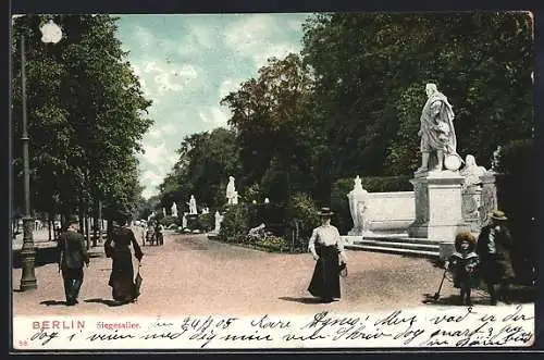 AK Berlin-Tiergarten, Siegesallee mit Standbildern