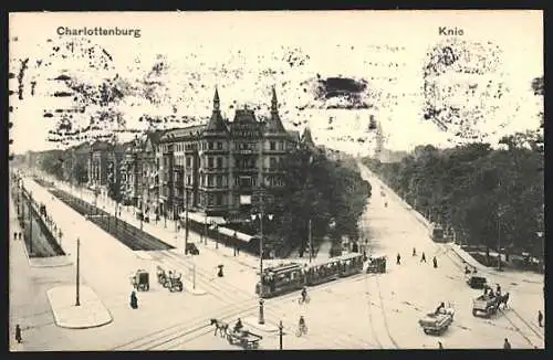 AK Charlottenburg, Knie mit Strassenbahn