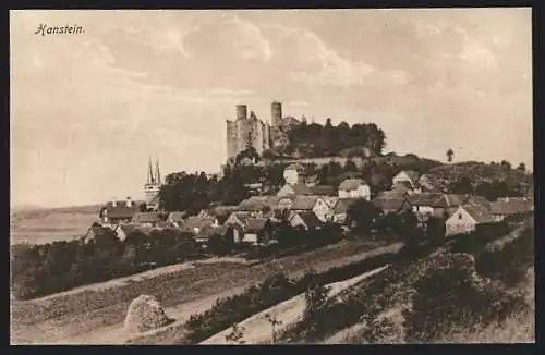 AK Hanstein, Ortsansicht mit Blick zur Burg