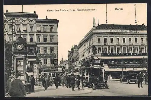 AK Berlin, Unter den Linden, Ecke Friedrichstrasse, Café Kranzler