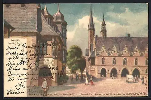 AK Goslar, Marktplatz mit Hotel Kaiser Worth