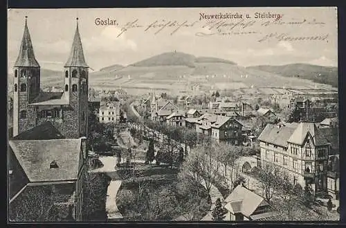 AK Goslar, Neuwerkskirche, Blick zum Steinberg