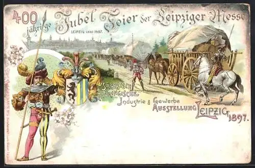 Lithographie Leipziger Messe, Industrie und Gewerbe Ausstellung 1897, Stadtwache