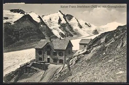 AK Kaiser Franz Josefshaus, Blick zum verscheiten Grossglockner