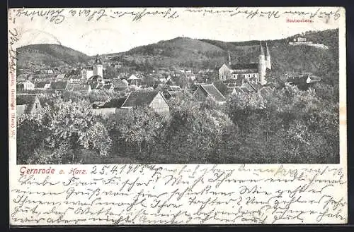 AK Gernrode a. H., Blick auf den Ort mit Stubenberg