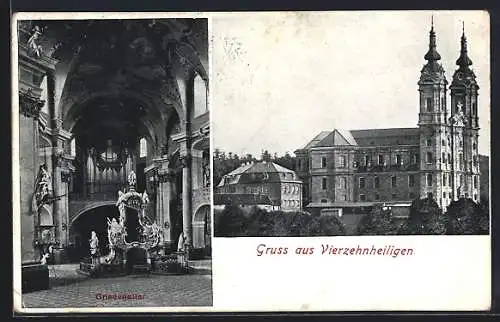 AK Vierzehnheiligen / Staffelstein, Wallfahrtskirche und Gnadenaltar