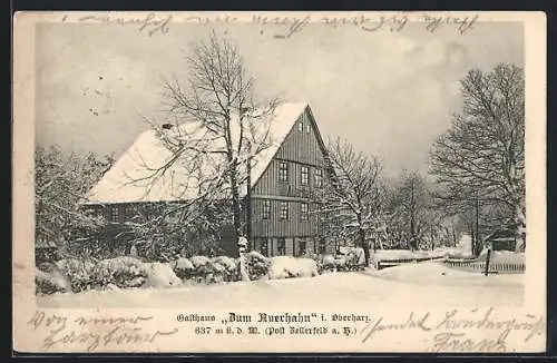 AK Zellerfeld, Gasthaus Zum Auerhahn im Winter