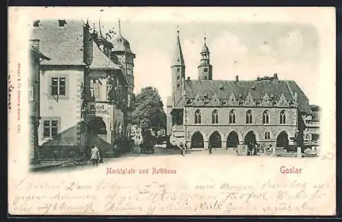 AK Goslar a. H., Marktplatz mit dem Rathaus