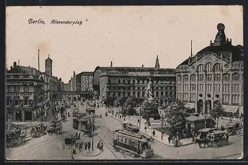 AK Berlin, Strassenbahnverkehr auf dem Alexanderplatz