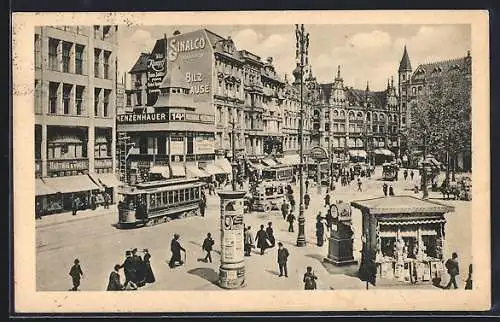 AK Berlin, Strassenbahn am Spittelmarkt