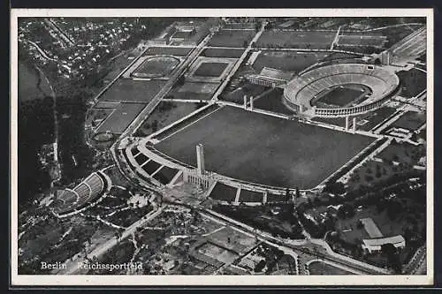 AK Berlin, Luftbild vom Reichssportfeld, Olympiastadion