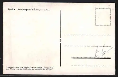 AK Berlin, Luftbild vom Reichssportfeld, Olympiastadion