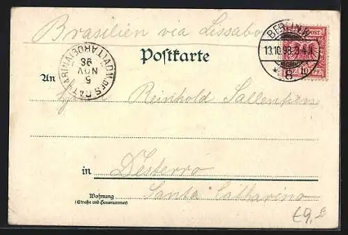 Lithographie Berlin-Mitte, Universität, Denkmal Kaiserin Augusta