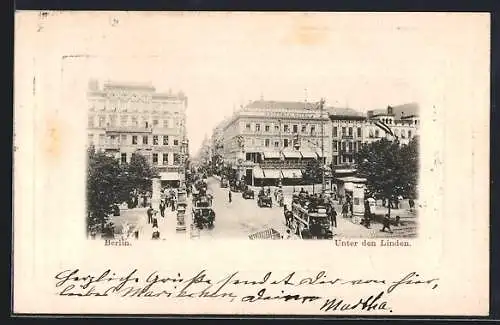 AK Berlin, Unter den Linden mit Victoria-Hotel