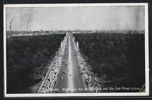 AK Berlin-Tiergarten, Blick von der Siegessäule auf die Ost-West-Achse