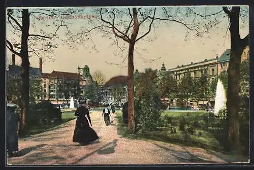 AK Berlin, Dönhoffplatz mit Springbrunnen