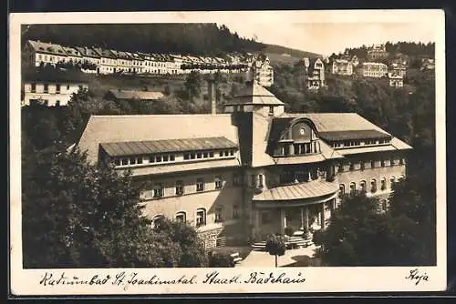 AK St. Joachimstal, Blick auf staatl. Badehaus