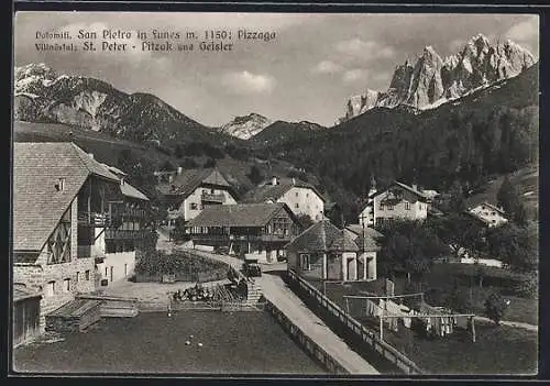 AK St. Peter /Villnöstal, Strassenpartie mit Pitzak und Geisler