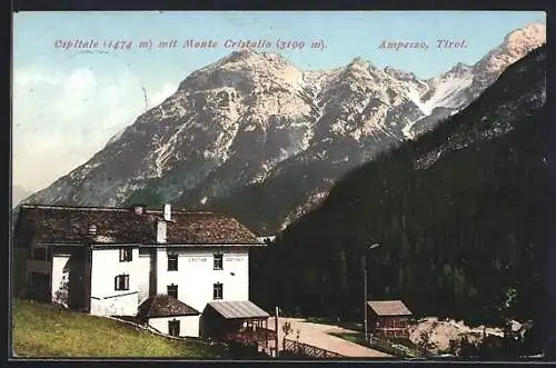 AK Ampezzo, Gasthof Ospitale mit Monte Cristallo