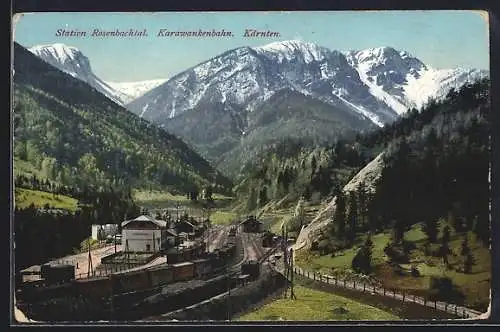 AK St. Jakob im Rosental, Blick auf den Bahnhof Rosenbachtal