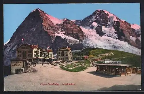 AK Kleine Scheidegg, Gesamtansicht mit Jungfraubahn