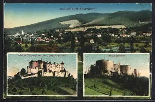 AK Arlesheim-Dornach, Schloss Dornach vor der Zerstörung 1798, Ruine Dorneck