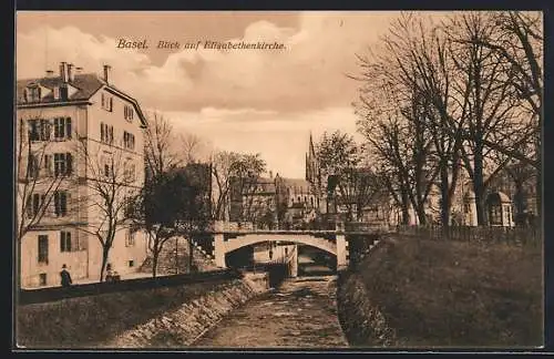 AK Basel, Blick auf Elisabethenkirche