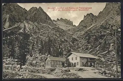 AK Falzarego, Gasthofansicht an der Dolomitenstrasse im Ampezzotal