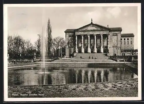 AK Posen, Theater, Grosses Haus, Springbrunnen