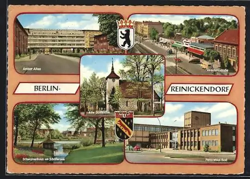 AK Berlin-Reinickendorf, Aroser Allee, Residenzstrasse, Paracelsus-Bad