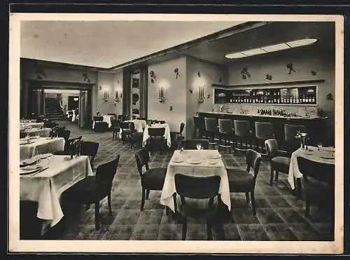 AK Berlin, Central-Hotel, Restaurant mit Barbüffett, Innenansicht