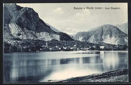 AK Baveno, Ortspartie mit Gebirge am Lago Maggiore