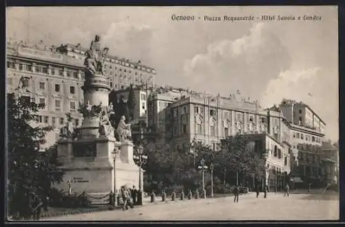 AK Genova, Piazza Acquaverde, Hotel Savoia e Londra