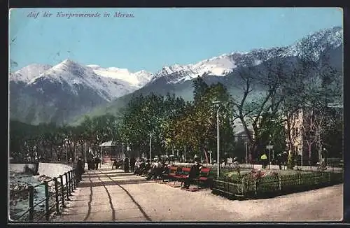 AK Meran, auf der Kurpromenade