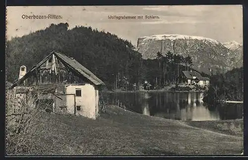 AK Oberbozen-Ritten, Wolfsgrubensee mit Blick auf Schlern